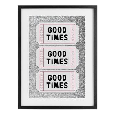 Imagem de Stupell Industries Good Times Glam Tickets Impressão emoldurada preta sob vidro, design por Lettered and Lined, 20 x 14