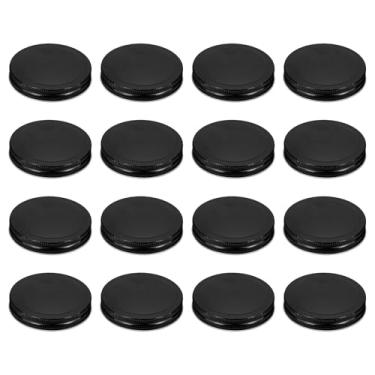 Imagem de HARFINGTON 16 tampas de pote de vidro de 8,5 cm de folha de flandres com boca regular, reutilizáveis, à prova de vazamento, tampas de conserva com anéis de silicone para armazenamento de garrafas de