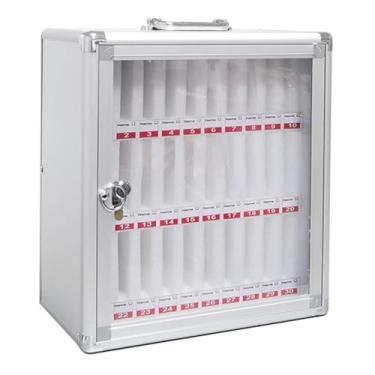 Imagem de A-xctoe Suporte para celular com 30 compartimentos, sala de aula, liga de alumínio, armário de armazenamento para celular montado na parede, caixa de celular para funcionários de sala de aula