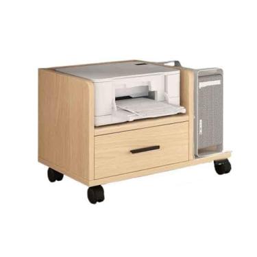 Imagem de hezhuhe2258 Suporte de impressão, suporte de cabeceira, organizador de escritório, armário móvel, prateleira simples, prateleira embaixo da mesa, prateleira de impressora com gaveta, decoração de mesa