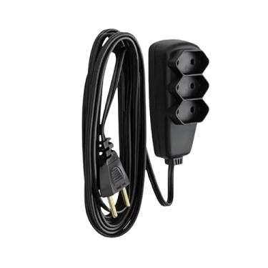 Imagem de Extensão Elétrica 2 Pinos 10A 1 M Bivolt 110/220V Antichamas com 3 Entradas Prolongador de Tomada Inmetro Certificada