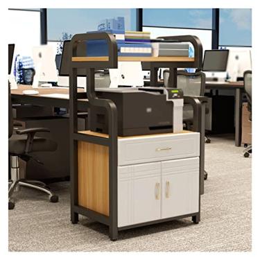 Imagem de SUNESA Suporte de impressão Suporte de impressora de escritório prateleira de impressora resistente com porta rack de armazenamento de arquivos A4 para casa deck duplo suporte de máquina de fax