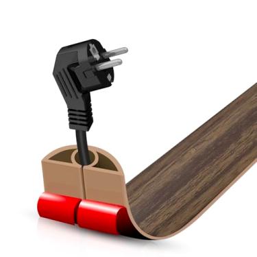 Imagem de Escondedor autoadesivo para cabo de piso, gerenciamento de cabos de 9 m, protetor de faixa de extensão para fios, evita viagens de cabos para escritórios, academias, exposições, cavidade: 0,8 cm (L) x