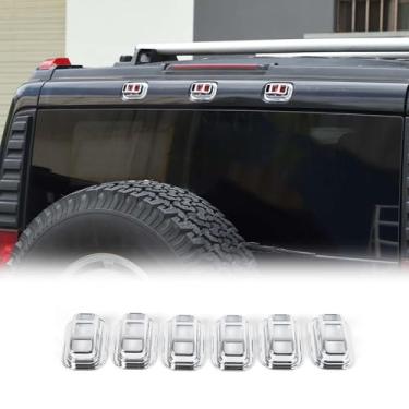 Imagem de Capa de acabamento de luz frontal e traseira de teto compatível com Hummer H2 2003-2009, lâmpada de marcação de teto ABS frente traseira folga superior luzes de corrida acessórios de moldura, 6 peças