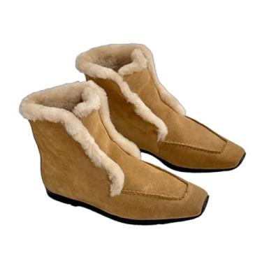 Imagem de Archicolor Botas de neve modernas, leves, quentes, nórdicas, de lã e pele de carneiro, sapatos femininos, sapatos femininos, Caqui, 38