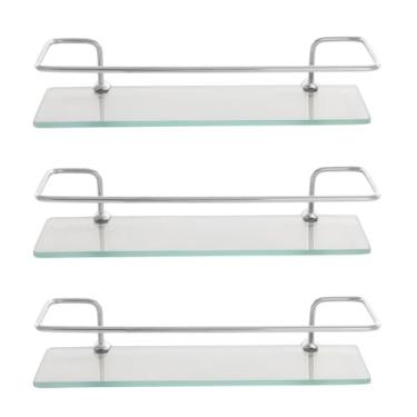 Imagem de Porta Shampoo para Banheiro em Alumínio e Vidro - Suporte Reto 30cm, Organizador Moderno com Base de Vidro Temperado (3)