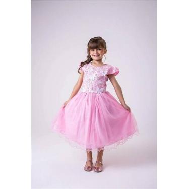 Imagem de Vestido Jardim Encantado Rosa Bebê com Borboleta Branca - Fabuloso Ate