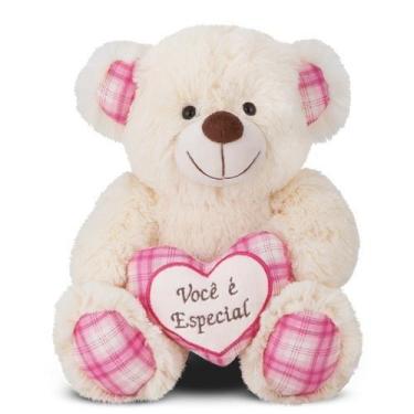 Imagem de Ursa Pietra de Pelúcia - Coração Você é Especial 24 cm - CTX