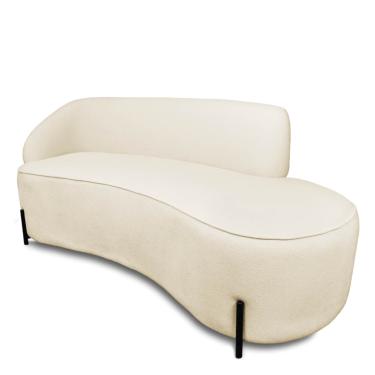 Imagem de Sofá 3 Lugares Orgânico 180cm Pé Ferro Preto Morgan Bouclê - Off White