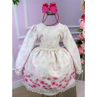 Imagem de Vestido Miss Sweet Jardim Encantado Inverno Off - Tecido Gabardine, Be