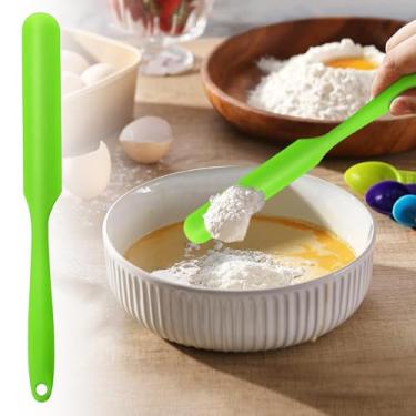 Imagem de 1 espátula de silicone de cabo longo, espátulas integradas de manteiga para agitar creme, ferramenta de assar bolo, espalhador de frutas e manteiga de amendoim (verde)