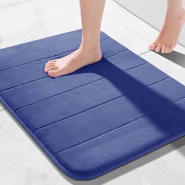 Imagem de Tapete de banho de espuma viscoelástica, 61 x 43 cm, confortável, macio, antiderrapante, super absorvente, tapete de banheiro de secagem rápida para chão, banheira e chuveiro, lavável na máquina