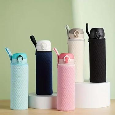 Imagem de 1 peça de manga de borracha com padrão de diamante - 527 g, ajuste universal para copos isolados de vidro, adequado para cenários de equipamentos de mergulho, rosa