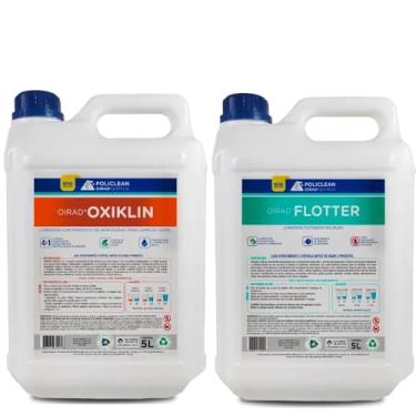 Imagem de Kit Peróxido De Hidrogênio Oxiklin + Flotador Flotter Limpa Estofados Sofá Tapete Carpete Colchão 5L Policlean