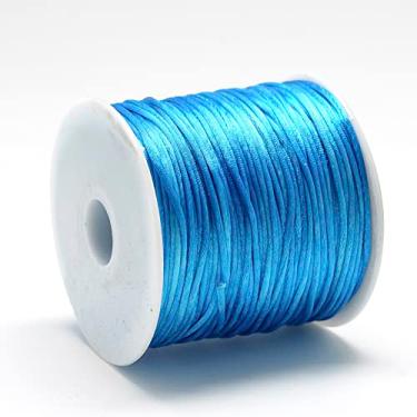 Imagem de Fio de nylon acetinado de 1 mm para fabricação de joias, acabamento de miçangas brilhantes e sedosas, tranças, aparar, enrolar, artesanato, pulseiras de macramê Kumihimo, azul Dodger