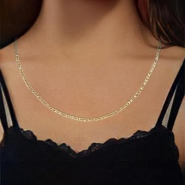 Imagem de Colares de aço inoxidável para mulheres, banhado a vácuo, joia de corrente única de ouro, 50cm, Aço inoxidável, Sem Pedra Preciosa