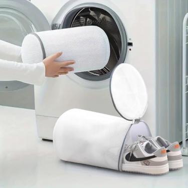 Imagem de Bolsa para máquina de lavar sapatos, 1 pacote com 17,78 cm x 17,78 cm x 3 cm, bolsa de lavanderia de malha favo de mel com zíper para tênis, tênis de corrida, meias, sutiãs, delicados e brinquedos