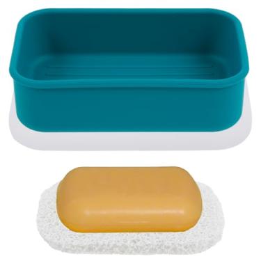 Imagem de Estojo de sabonete de silicone para barra de xampu com camada de drenagem recipiente de sabão à prova de vazamentos, estojo portátil para viagem, acampamento, academia