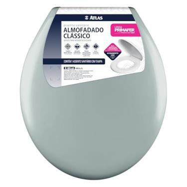 Imagem de Atlas - Assento Sanitário Plástico Almofadado Clássico com Kit de Fixação, Cor Cinza