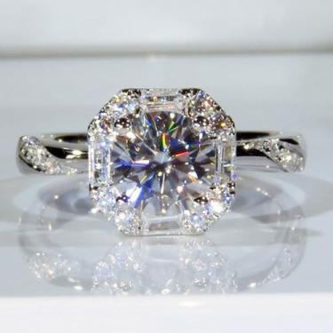 Imagem de Anéis de noivado de zircônia cúbica branca banhada a ouro branco, alianças de compromisso, festas noturnas, presentes de dia dos namorados, alianças de eternidade para mulheres, 8, Cobre, Sem pedra