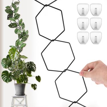 Imagem de Treliça de corrente de 18 peças para trepadeiras, suporte de trepadeira de ferro sextavado suporte de treliça de parede de jardim treliça de plantas para escalada interna e externa