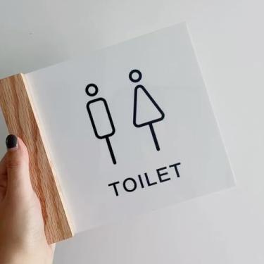 Imagem de Men and Women Toilet Signs, Installation Signs On The Side Hotel WC Card Double -sided Prompt 17x20cm/6.7x7.9inch(White,Men and Women)