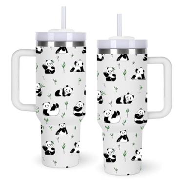 Imagem de momocici Copo de bambu e panda de 1,134 g com alça presentes para mulheres. Copos para amantes de panda, presentes para mulheres. Copo de panda de aniversário e Natal para amantes de panda.