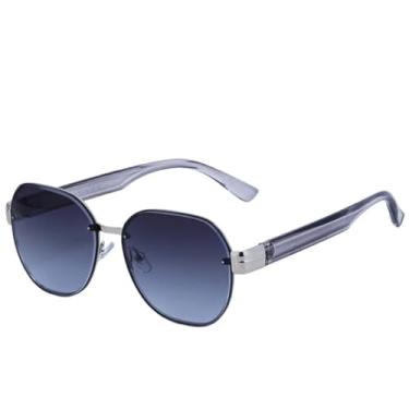 Imagem de JRLLFD Óculos de sol femininos com armação de luxo, vintage, punk, masculino, para dirigir ao ar livre, feminino, UV400 (cinza, azul)