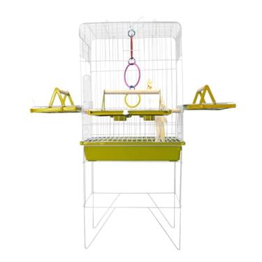 Imagem de Gaiola para Papagaio, Viveiro Grande Gaiola Aberta para Calopsita Triplex para Calopsitas Ring Neck Ave Mansas Pássaros Livres Poleiro Madeira(VIVEIRO PEQUENO AMARELO)