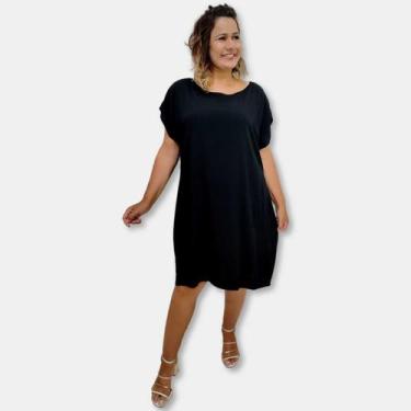 Imagem de Vestido Curto Manga Japonesa Viscolinho Estampado Plus Size - Sarat Mo