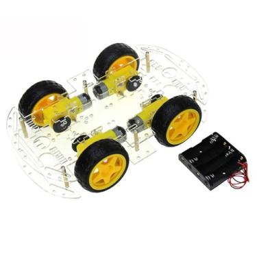 Imagem de Kit de carro robô inteligente acrílico duplo 4wd kit de chassi de carro robô inteligente para artesanato diy projetos de robótica haste educação aprendizagem