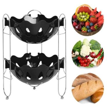 Imagem de Fruteira Organizador Dupla Preta Cromo Colors N309 Niquelart