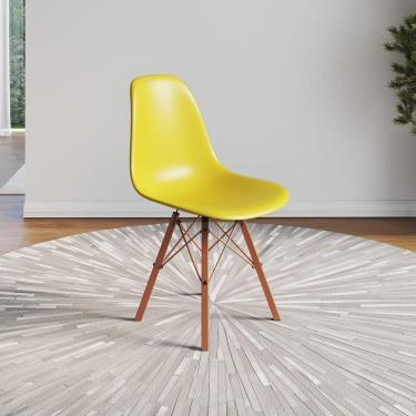 Imagem de Cadeira Eames Estilo Moderno Em Ferro Cobre Com Assento Amarelo