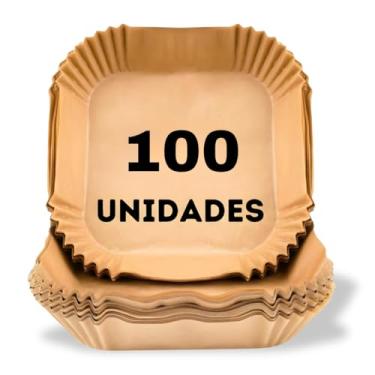 Imagem de Kit Formas Descartáveis para Air Fryer Universal 100 pcs Papel Manteiga Antiaderente Quadrada – Forro de Papel Air Fryer Reforçado Resistente ao Calor Premium MyBrins (20cm)