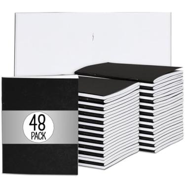 Imagem de Paper Junkie Pacote com 48 cadernos de bolso sem forro, livros pretos em branco para crianças escreverem histórias, conjunto de minidiários para escritório, sala de aula e viagens (11 x 14 cm)
