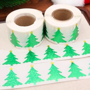 Imagem de 1 rolo de adesivos de árvore de Natal adesivos adesivos de decoração para presente faça você mesmo embalagem de panificação envelope