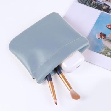 Imagem de Bolsa de maquiagem de bolso, mini bolsa de cosméticos portátil para mulheres, bolsas de armazenamento de viagem, sem zíper, bolsa pequena para moedas, organizador de bolso de poliuretano para