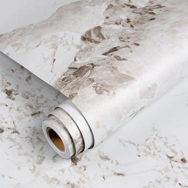 Imagem de YENHOME Papel de parede com padrão de mármore marrom de 43 x 600 cm, papel de contato para bancadas, papel de contato para bancadas, mesa, impermeável, resistente ao calor, revestimento de parede