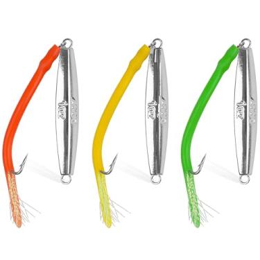 Imagem de Diamond Jigs Iscas de pesca em água salgada, iscas de colher de jigging com cauda de tubo, ganchos de aço inoxidável, iscas para pesca de pesca em alto mar, surfe, striper, atum, salmão