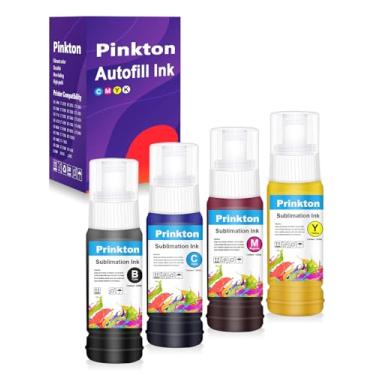 Imagem de Prinkton Tinta de sublimação sem seringa de preenchimento automático para EcoTank ET-2800 ET-2803 ET-2400 ET-4800 ET-2850 ET-15000 / DIY Canecas, capas de telefone, camisetas/anti-UV / pacote com 4