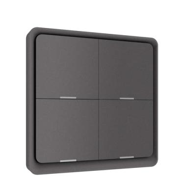 Imagem de Interruptor de cena sem fio, botão de pressão, painel de parede, alimen por bateria/controle remoto do aplicativo Life para dispositivos domésticos (hub necessário), cinza, 4 gangues