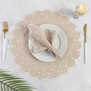 Imagem de Kit 24 Pçs 12 Lugares Mesa Posta Sousplat Jogo Americano Poá - Lace Br