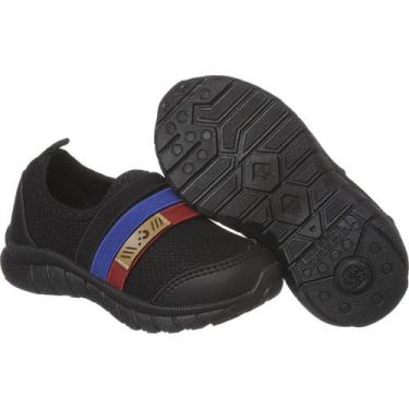 Imagem de Tênis Infantil Menino 3 Elásticos Coloridos - PINOKIO CALÇADOS, Preto,