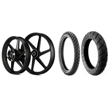 Imagem de Kit Par Rodas Honda Bros 160 2015 Á 2022 Xre 190 2016 Á 2023 6P Disco + Par Pneu Metzeler Tourance 90/90-19 + 110/90-17