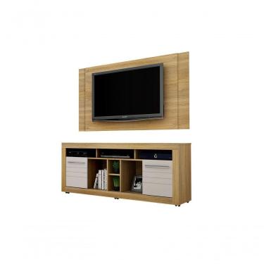 Imagem de Rack Com Painel Firenze Para Tv Ate 50 Polegadas Valdemoveis Cinamomo-off White