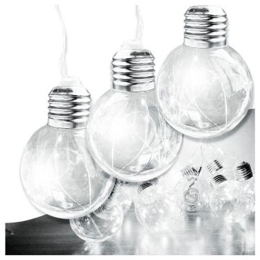 Imagem de Varal Cordão Fio De Luzes 10 Lâmpadas 220v Led 4,6m Foco Incandescente Luz Branca Natal Enfeite