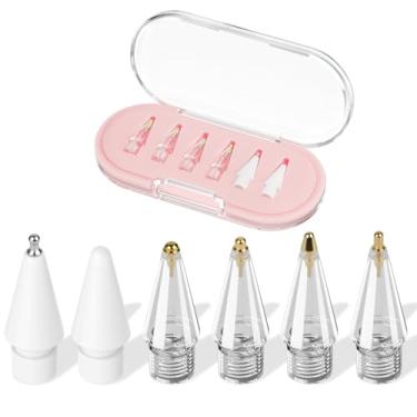 Imagem de Pontas de substituição atualizadas para Apple Pencil Pro/2ª geração/1ª geração/USB C, ponta de metal de ponta fina resistente ao desgaste com estojo de armazenamento, conjunto de pontas de caneta para