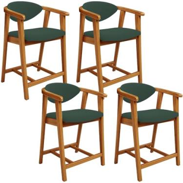 Imagem de Kit 04 Banquetas Baixa Para Cozinha Sala Jantar Bancada Cecília L02 Suede Verde Musgo - Lyam Decor