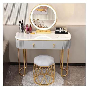 Imagem de Espreguiçadeira, penteadeira linda penteadeira para casa conjunto de mesa com 2 gavetas criado-mudo com espelho iluminado LED penteadeira design elegante casa