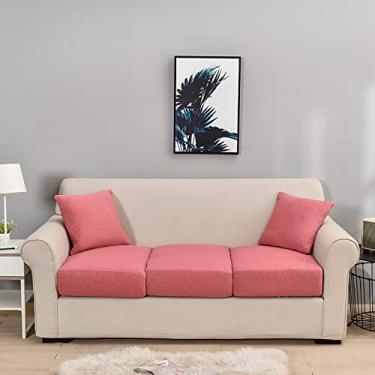 Imagem de SPOUR Capa de sofá repelente de água, capas de almofada de sofá elásticas de jacquard, capa de substituição à prova d'água para poltrona de 1, 2, 3, 4 lugares, em forma de L, rosa e 4 lugares